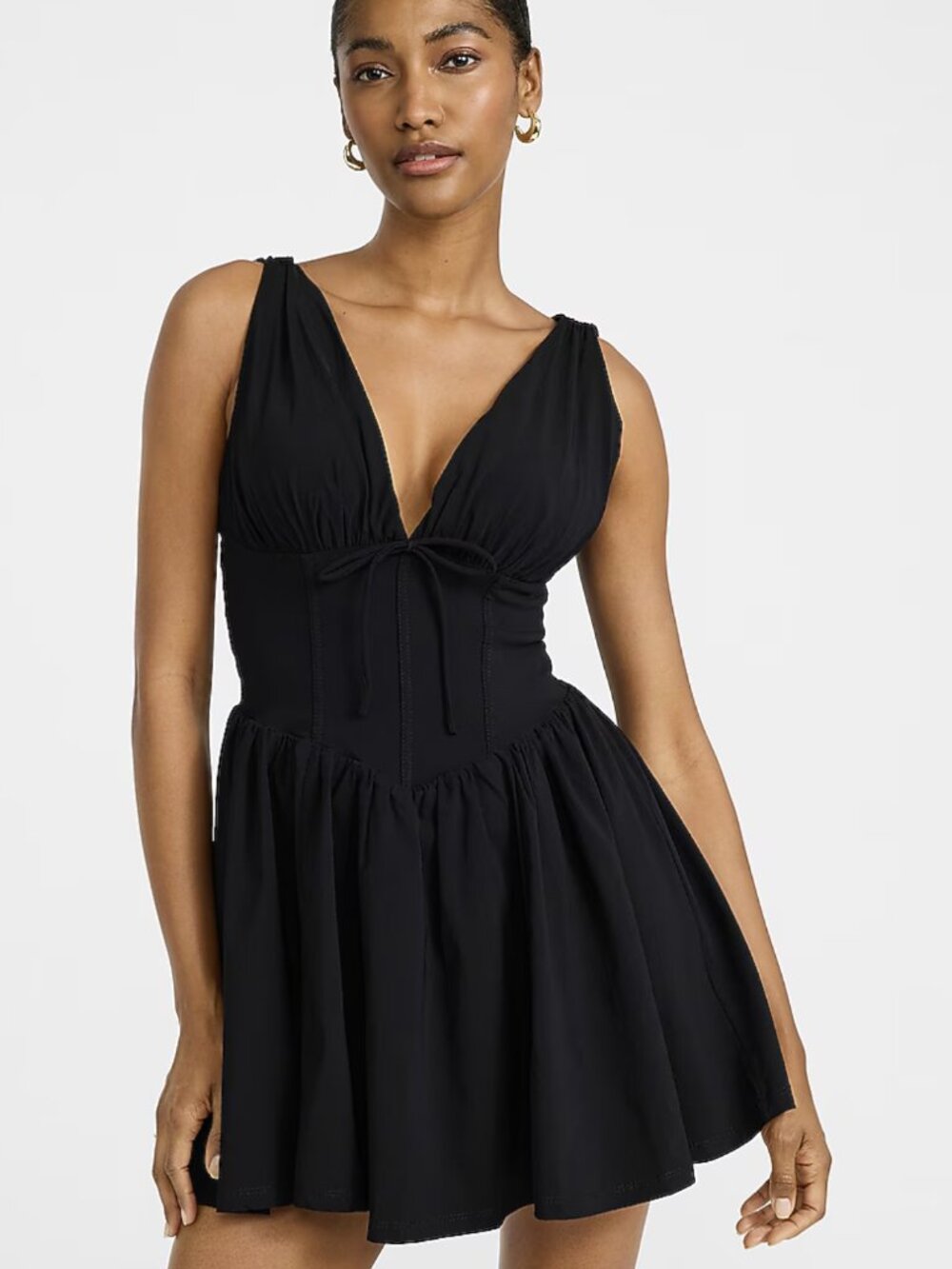 Little Black Mini Corset Party Dress with Flare Skirt